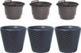 Merkloos Set van 3x Kunststof Rato antraciet bloempotten/plantenpotten 19 liter met inzetpot 11 liter