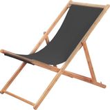 vidaXL Opklapbare stoel met stoffen bekleding en houten frame, grijs