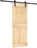 vidaXL Schuifdeur Naturel en Zwart 80 x 210 cm Massief Pine Hout