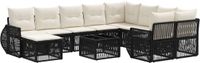 vidaXL Tuinbank Set Zwart Polyrattan