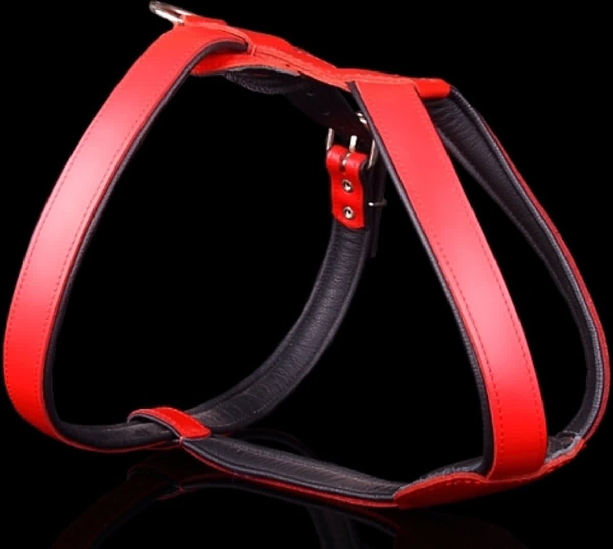 Dog's Companion Leren Harnas - 71-84 cm - Rood