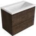 Saniclass Badkamermeubelset - 80x45x63.5cm - Bari keramische wastafel wit - 1 wasbak - zonder kraangat - 2 lades - mat eiken charcoal (hout)