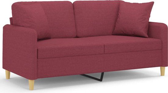 vidaXL Tweezitsbank met sierkussens 140 cm stof wijnrood