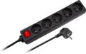 Rebel - Stroomverlengkabel - 3m - 5 Stopcontacten - 3x1,5mm² - Zwart