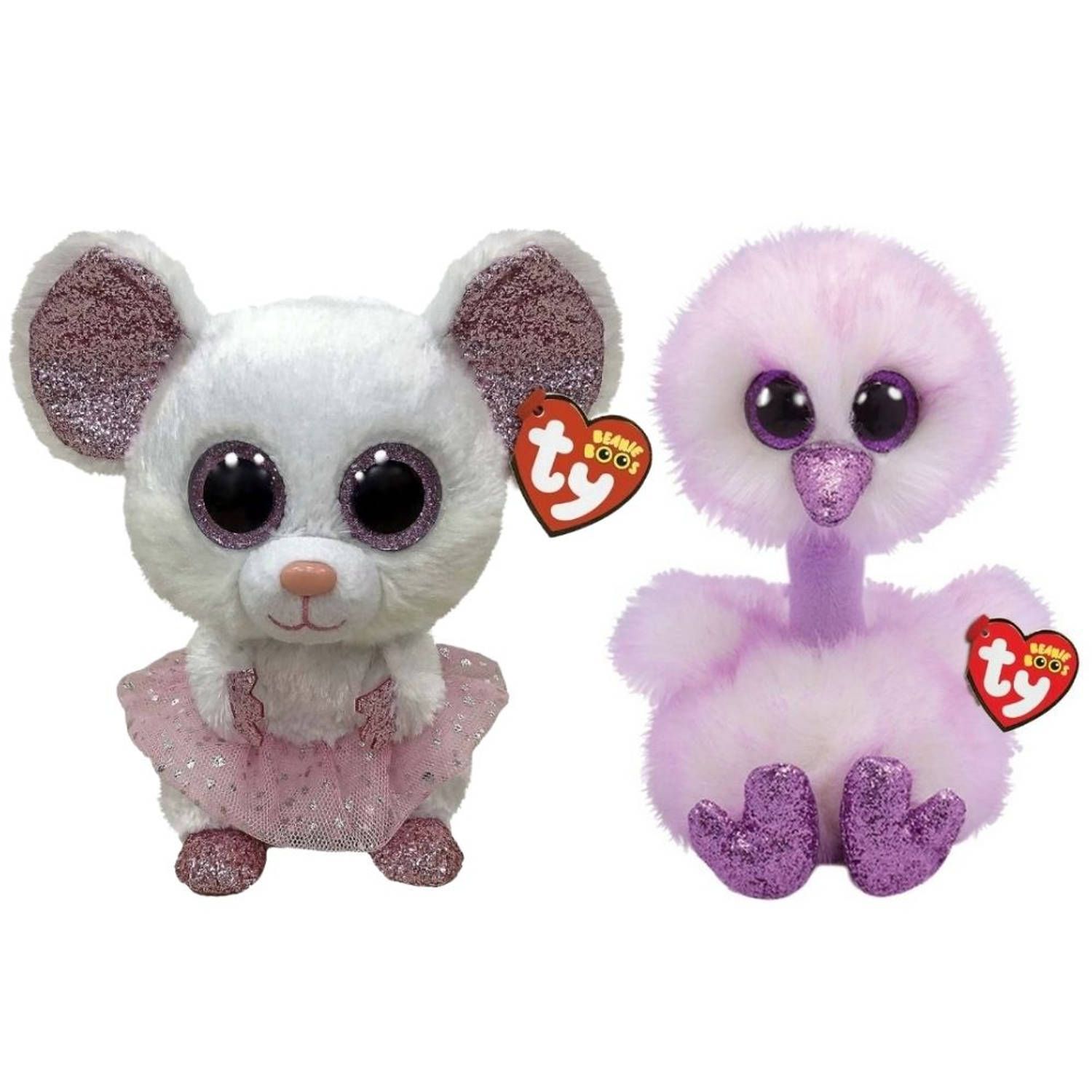 TY - Knuffel - Beanie Buddy - Nina Mouse & Kenya Ostrich - 2023 - Meerkleurig