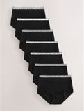 Next - Dames - Set van 7 katoenen slips met volledige bedekking en logo - Zwart
