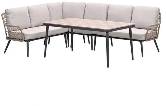 Garden Impressions Allasio lounge-dining hoekset - 5-delig - carbon black - rope natural - Vironwood