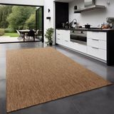 TT Home Vloerkleed voor buiten, keukentapijt, balkon, terras, effen, modern design, kleur: koffie, afmetingen: 140 x 200 cm
