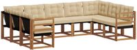 vidaXL - Hoek loungeset - 9 zitplaatsen - Acacia hout - Natuurlijk en beige
