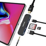 USB C HUB 6-in-1 USB C-hub met 4K HDMI, USB 3.0, type C PD, SD/TF-kaartlezer en audio-aansluiting voor Windows, macOS, MacBook en laptops