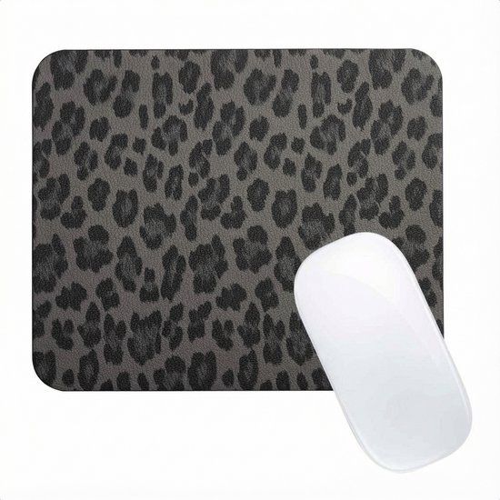 Selencia Sabi Kunstleren Muismat met Panterprint - 20 x 24 cm - Midnight Black