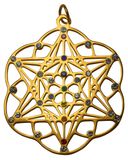 Pendentif "Tetrastern" en acier inoxydable plaqué or, orné de 31 zircones, dimensions : 3 cm