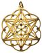 Pendentif "Tetrastern" en acier inoxydable plaqué or, orné de 31 zircones, dimensions : 3 cm