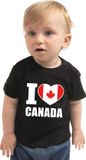 Bellatio Decorations Shoppartners Bv I love Canada baby shirt zwart jongens en meisjes - Kraamcadeau - Babykleding - Canada landen t-shirt 80