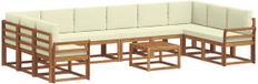 vidaXL Acacia Hout Bank Loungeset 10-zits Natuurlijk en Crème