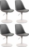 CLP Maverick Set van 4 Eetkamerstoelen - Kunstleer grijs wit