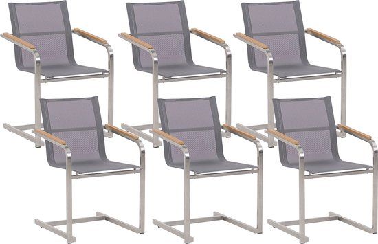 COSOLETO - Tuinstoel set van 6 - Grijs - RVS