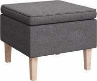 vidaXL Kruk met houten poten stof lichtgrijs