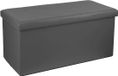 Atmosphera Poef/hocker - grijs - PU/MDF - 76 x 38 x 38 cm - opvouwbaar - opbergbox