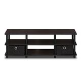 Furinno Econ TV-kast/entertainment Center met 6 vakken en 2 laden, hout, espresso/zwart, 39,62 x 108,66 x 40,39 cm
