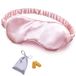 Zijden OLESILK Zijden slaapmasker met dubbellaagse zijden vulling en elastische band voor een volledige nachtrust, reizen en dutjes, met luxe tas en oordopjes (roze)