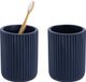 Tendance Tandenborstelbeker 101 series - blauw - geribbeld - PS - 2x9,5 cm