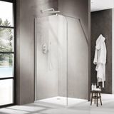 FortiFura Galeria Inloopdouche - 120x200cm - Afgeronde Glaswand - Helder Glas - Mat Wit