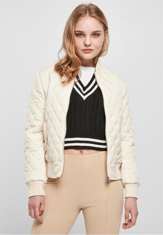 Urban Classics Diamond Quilt Nylon Jacket - Ivoorkleurig - M - Dames