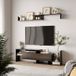 [Brand] TV unit set with bench and wall shelf, contemporary style, width 153.6 cm - black