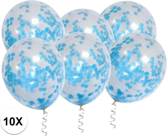 BTH Licht Blauwe Confetti Ballonnen - 10 Stuks - Gender Reveal - Babyshower - Blauw