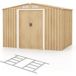 Costway Abri De Jardin 5㎡ En Acier Galvanisé Anti-uv, 259 X 196 X 184 Cm, Cabane De Jardin Exterieur 7m³ Avec Fondation Et Porte Coulissante, Rampe, 4 Trous D'Aération, 4 Gants Inclus