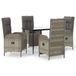 vidaXL 5-delige Tuinset met kussens poly rattan zwart en grijs