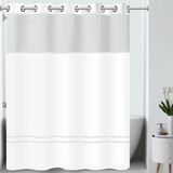 Hookless It's A Snap! Escape 3-in-1 douchegordijn met doorschijnend bovenvenster, flexibele ringen en stoffen voering, 180 x 188 cm, wit