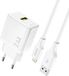 Dudao Chargeur GaN PD 2.4A pour iPhone XS Max 11 12 13 14 avec câble Lightning