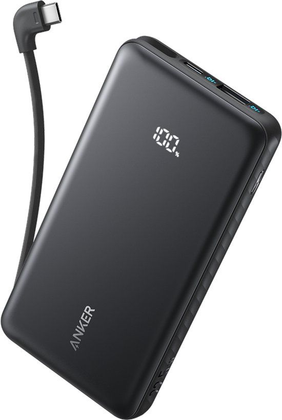 Anker Zolo Powerbank 10.000 mAh 22,5W Max Draagbare Lader USB-C In- en Output Snelladen Accupack Slank Reismaatje Zwart