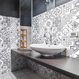Tegelstickers, zelfklevend, cementtegels, wanddecoratie, voor badkamer en keuken, 10 x 10 cm, 9 stuks