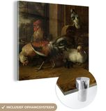 MuchoWow® Glass Painting 50x50 cm - Acrylic Glass Painting - Hoenderhof - Melchior d'Hondecoeter - Photo on Glass - Paintings