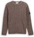 Tom Tailor Pull en maille à torsades Taille XL marron blanc cassé plaqué