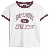Superdry - Athletic Essentials Ringer T-shirt Dames - Off White Slub - Maat M