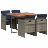 vidaXL 5-delige tuinset met kussens, grijs polyrotan