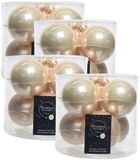 Decoris Licht parel/champagne glazen kerstballen - 24x - 8 cm - glans en mat