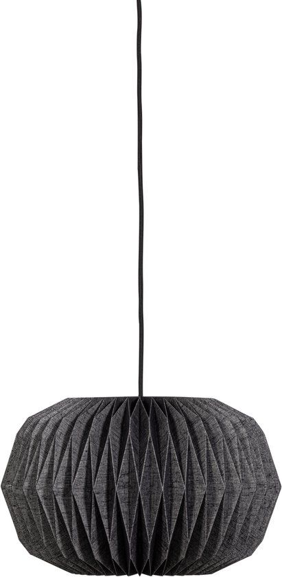 WOOOD Globe Hanglamp - Papier - Naturel/Zwart - 25x44x44