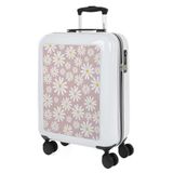 SKPAT - Harde kofferset, 4 wielen voor vliegtuigen - Bagagesets, verkoop op wielen voor reizen. Kofferset: stijlvolle reisset, Wit-roze madeliefjes