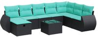 vidaXL 9-delige Loungeset met kussens, polyrattan, zwart