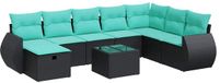 vidaXL 9-delige Loungeset met kussens, polyrattan, zwart