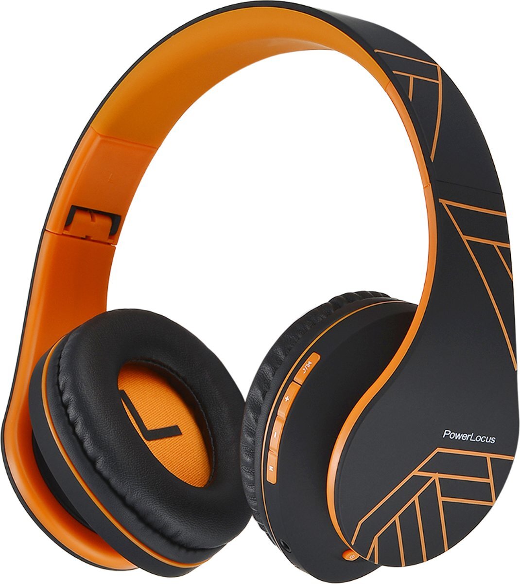 PowerLocus Bluetooth koptelefoon over ear draadloze koptelefoon en vaste Inklapbaar headsets met een ingebouwde microfoon Micro SD/TF FM voor iPhone/Samsung/iPad/PC - Oranje