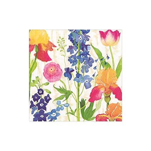 Caspari Zomertuin Cocktail Servetten - Wit - 20 Stuks