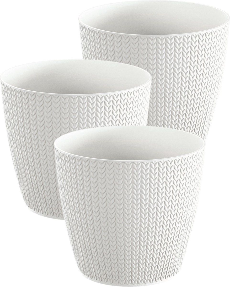 Prosperplast Set van 3 plantenpotten - Ø 13 cm - Parel wit