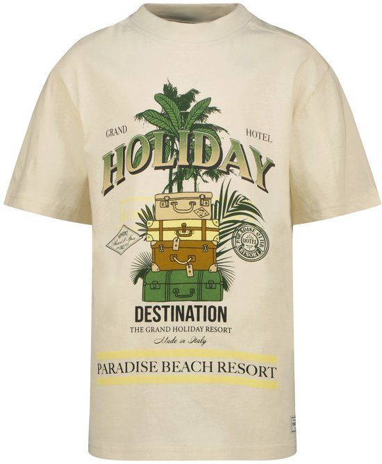Vingino Heid Polo's & T-shirts Jongens - Polo shirt - Ecru - Maat 140