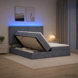 vidaXL LED opbergbed met matras Donkergrijs 180 x 200 cm Fluweel
